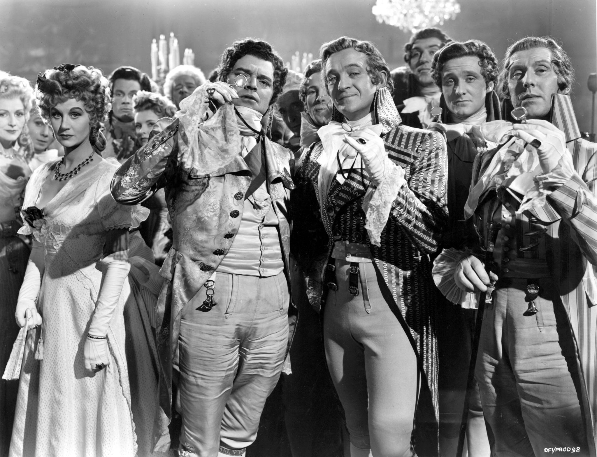 Patrick Macnee, Jack Hawkins, David Hutcheson and Margaret Leighton in The Elusive Pimpernel (1950)