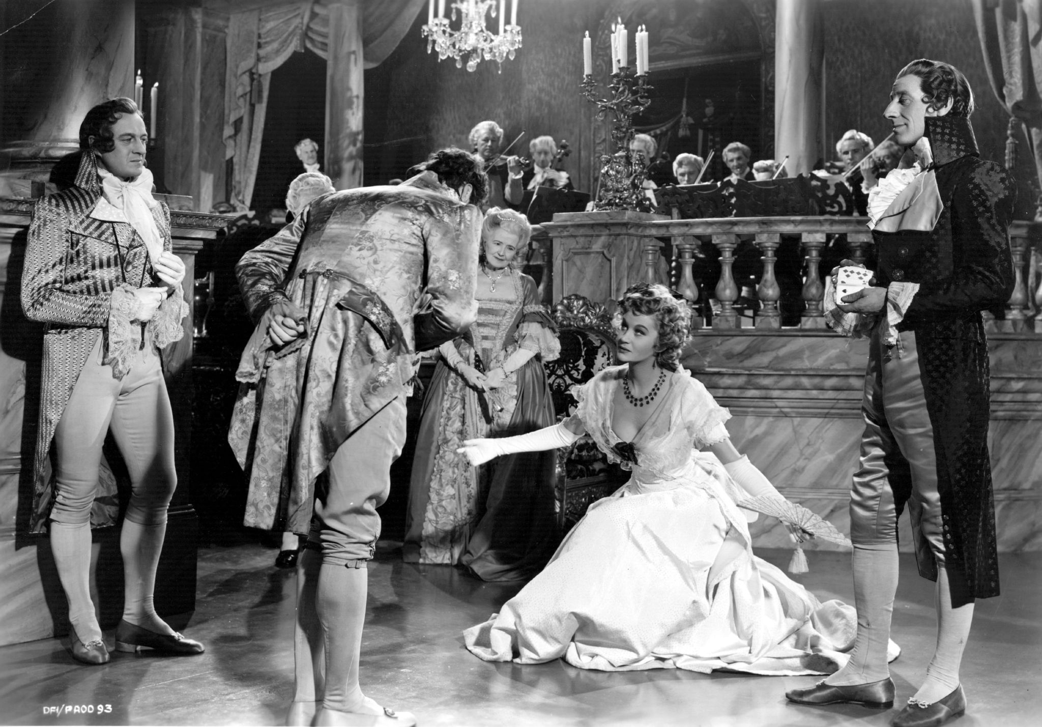 David Niven, Jack Hawkins, David Hutcheson and Margaret Leighton in The Elusive Pimpernel (1950)