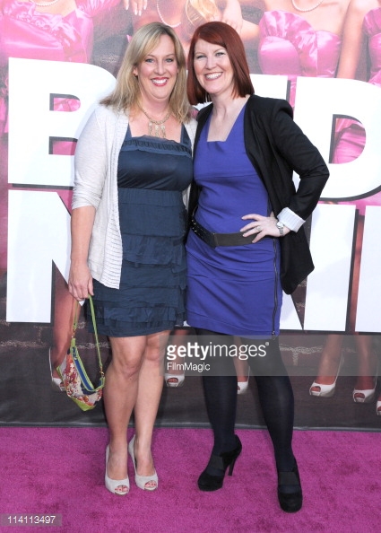 Actresses Melanie Hutsell and Kate Flannery arrive at the Los Angeles premiere of 'Bridesmaids' held at Mann Village Theatre on April 28, 2011 in Westwood, California.