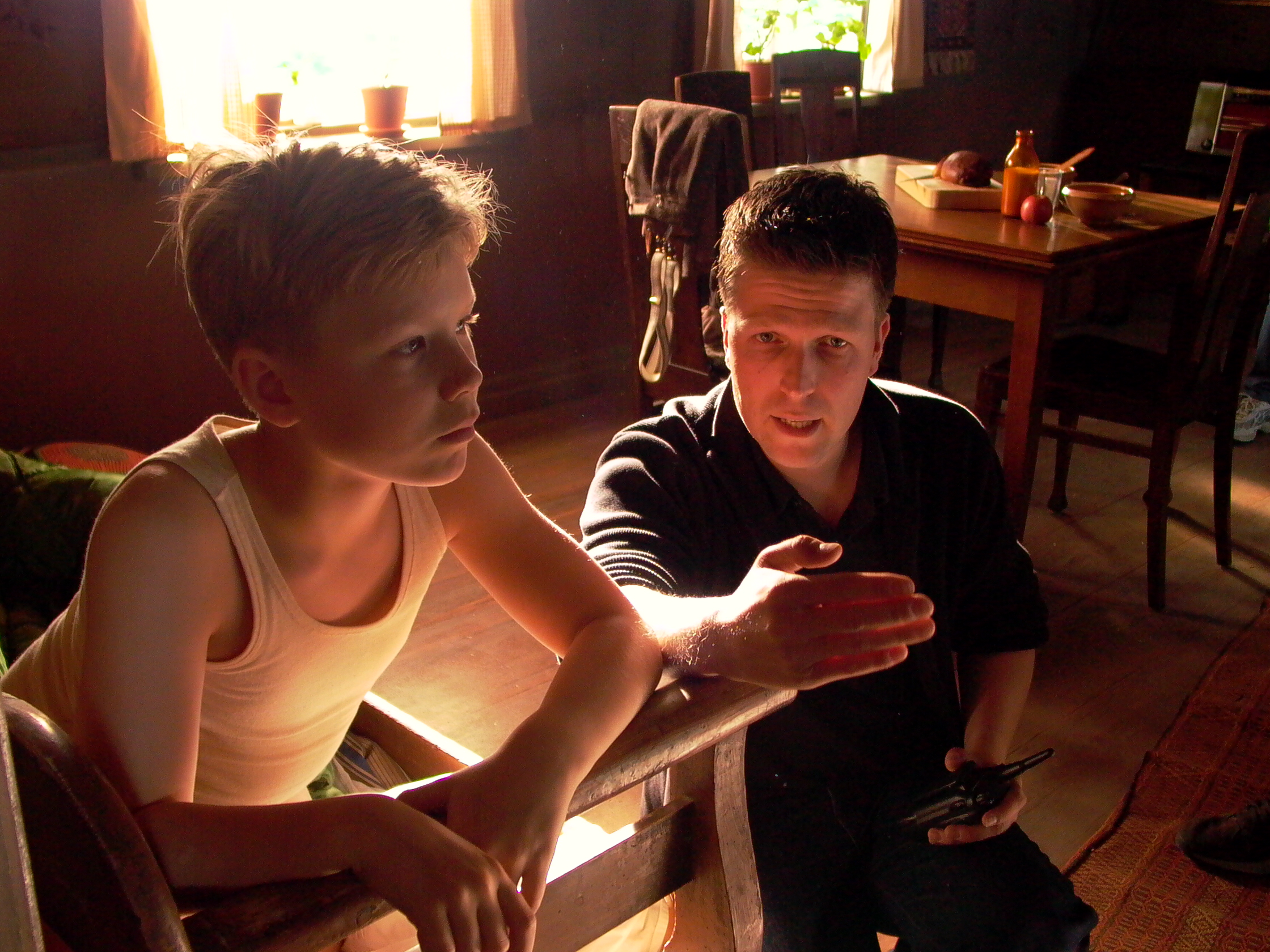 Klaus Haro directing Topi Majaniemi in Mother of Mine 2004