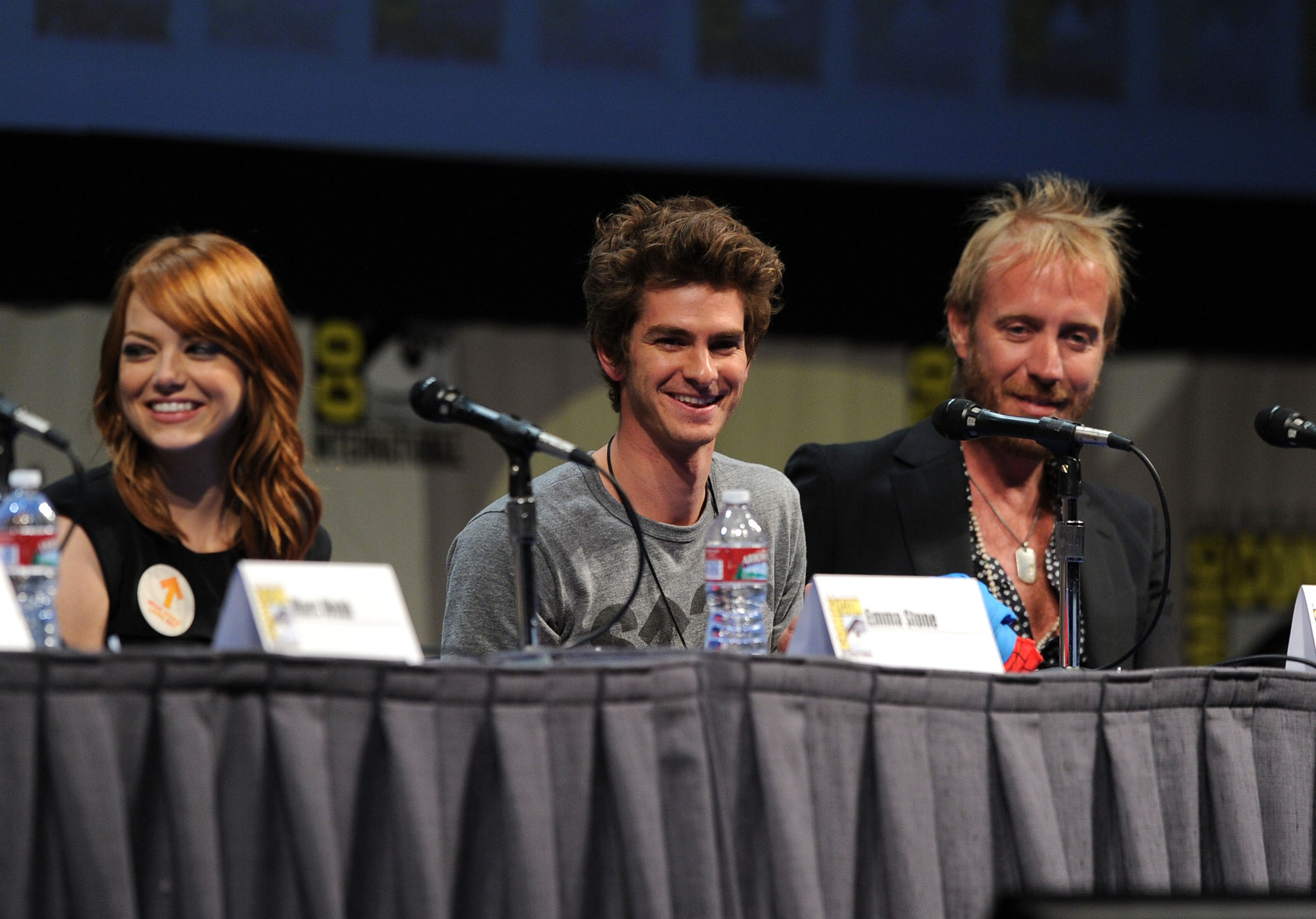 Rhys Ifans, Emma Stone and Andrew Garfield