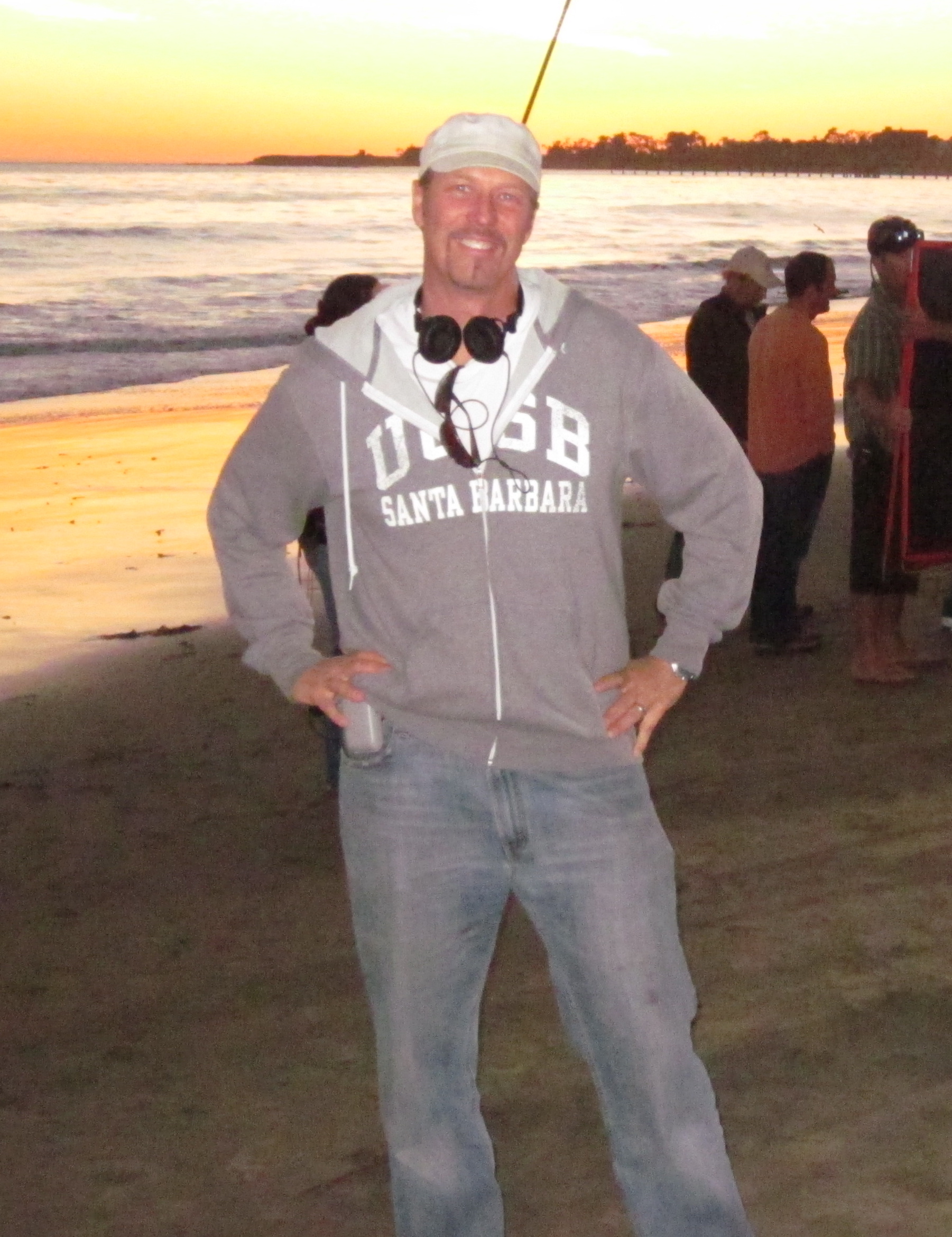 Peter Iliff directing on the beach in Santa Barbara.