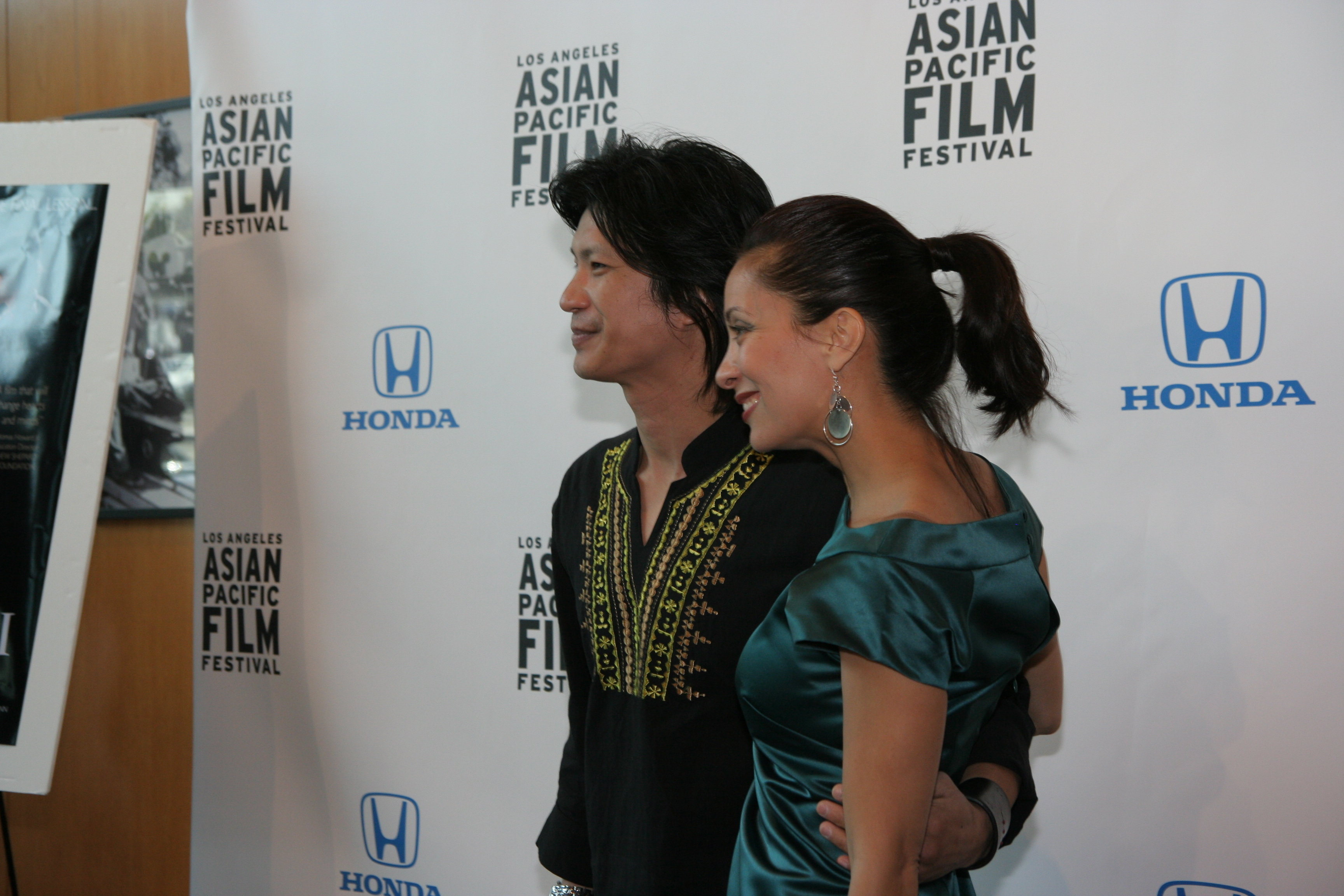 Dustin Nguyen and Writer-Director-Actress, D Lee Inosanto on the red carpet premiere of THE SENSEI at the DGA for the 24th Los Angeles Asian Pacific Film Festival.