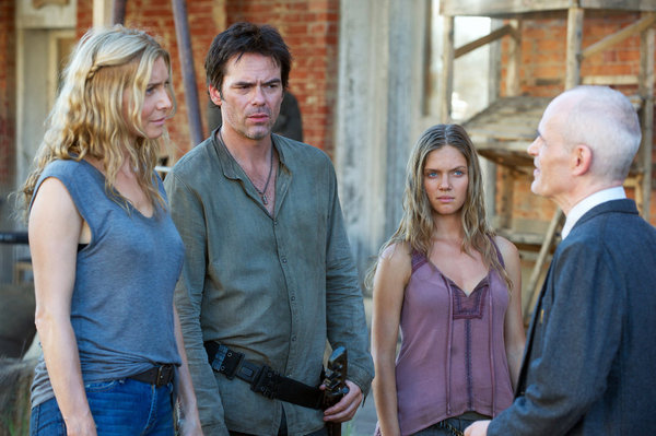 Still of Billy Burke, Zeljko Ivanek, Elizabeth Mitchell and Tracy Spiridakos in Revolution (2012)