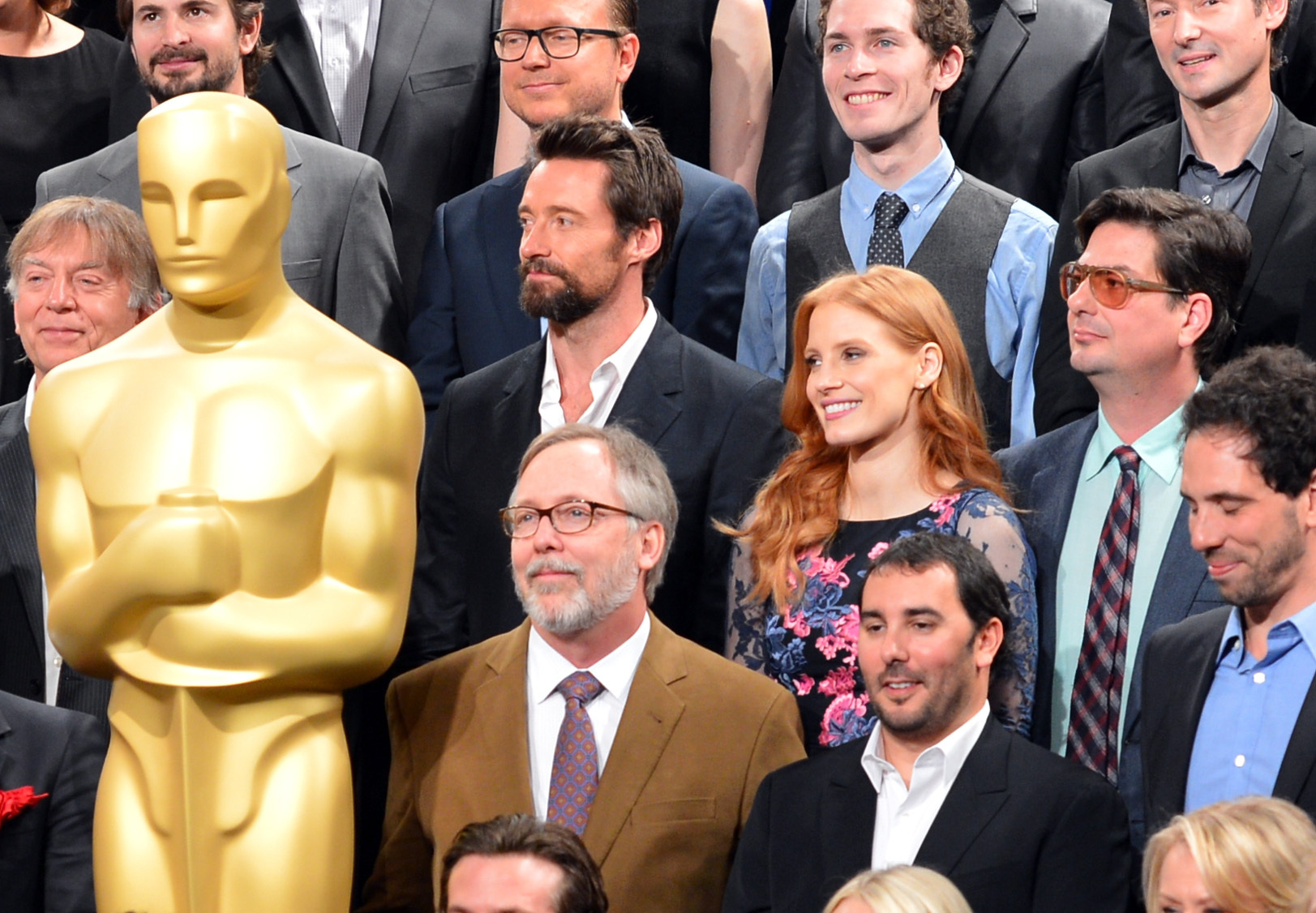 Roman Coppola, Hugh Jackman and Jessica Chastain