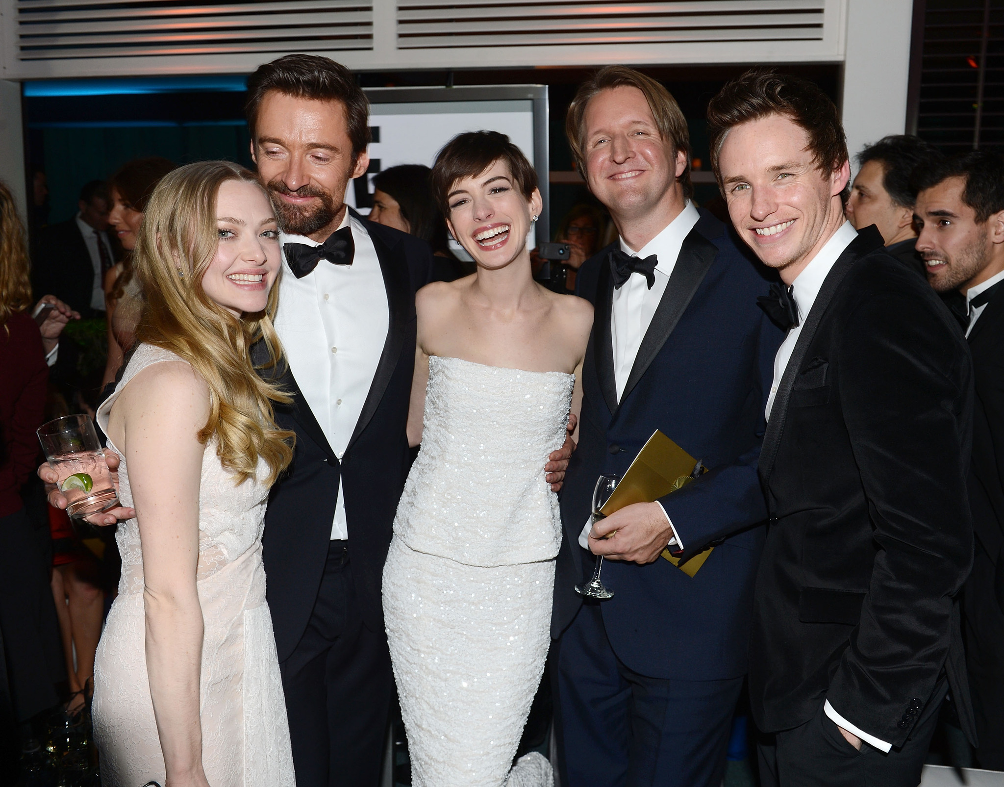 Anne Hathaway, Tom Hooper, Hugh Jackman, Amanda Seyfried and Eddie Redmayne