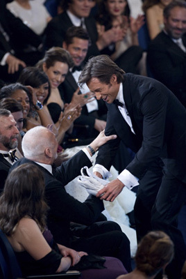 Host Hugh Jackman (right) with Oscar® nominee Frank Langella during the live ABC Telecast of the 81st Annual Academy Awards® from the Kodak Theatre, in Hollywood, CA Sunday, February 22, 2009.