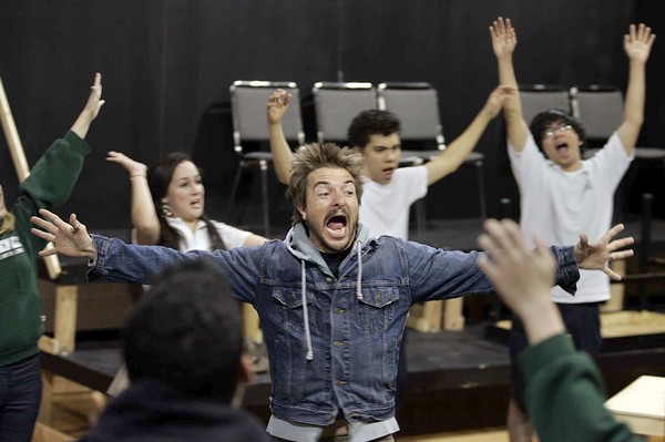 Jeremy Kent Jackson teaches an acting class to high school students at Providence High School in Burbank, CA