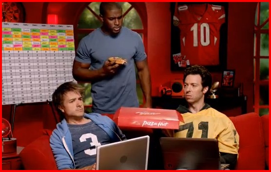 Jeremy Kent Jackson with Reggie Bush & Tim Dvorak in Pizza Hut commercial