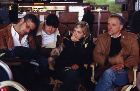 Mark Vicente, Evan Jacobs, Betsy Chasse, and Will Arntz during shooting in Portland, OR.