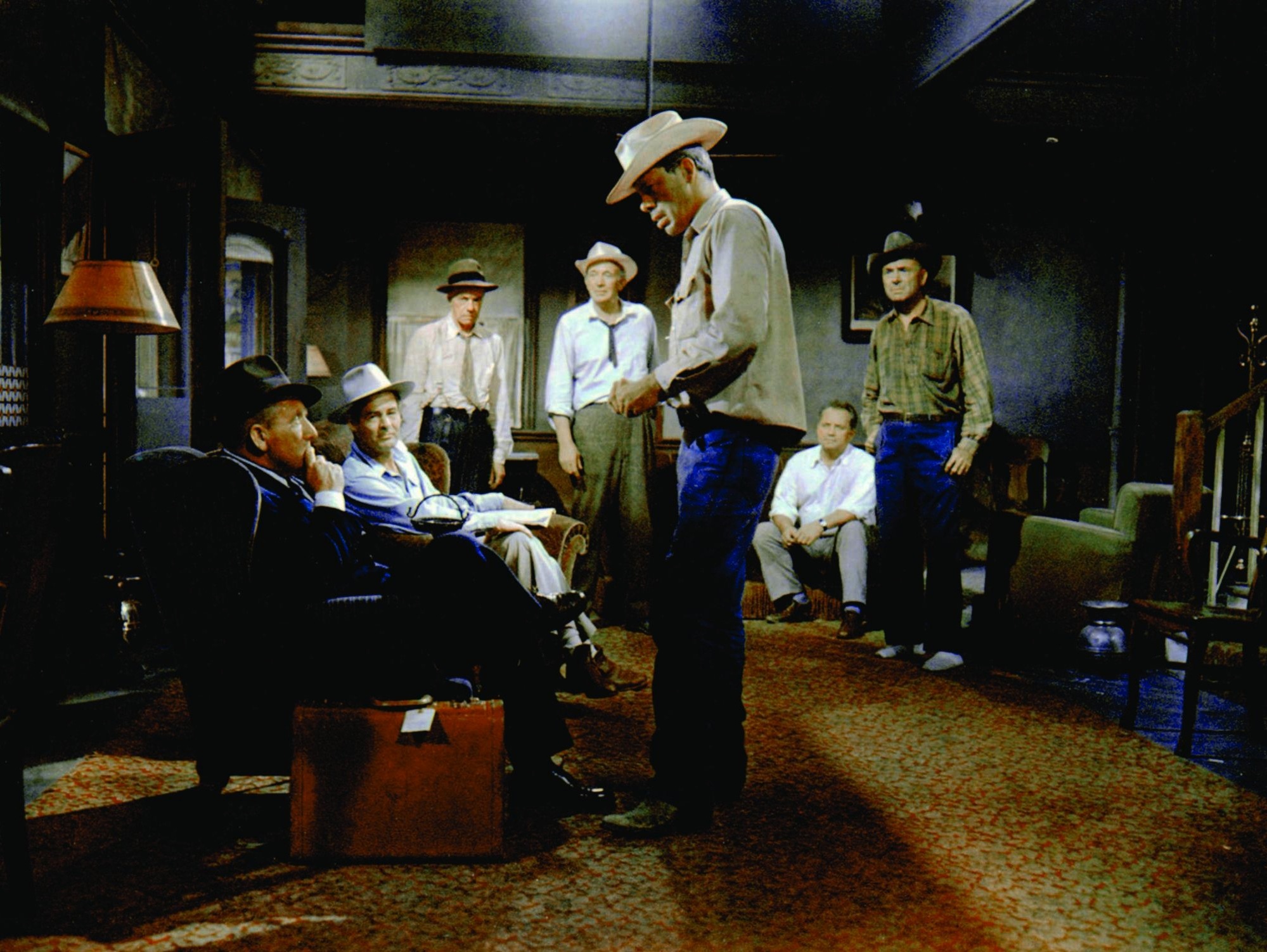 Still of Spencer Tracy, Walter Brennan, Dean Jagger, Robert Ryan and Walter Sande in Bad Day at Black Rock (1955)