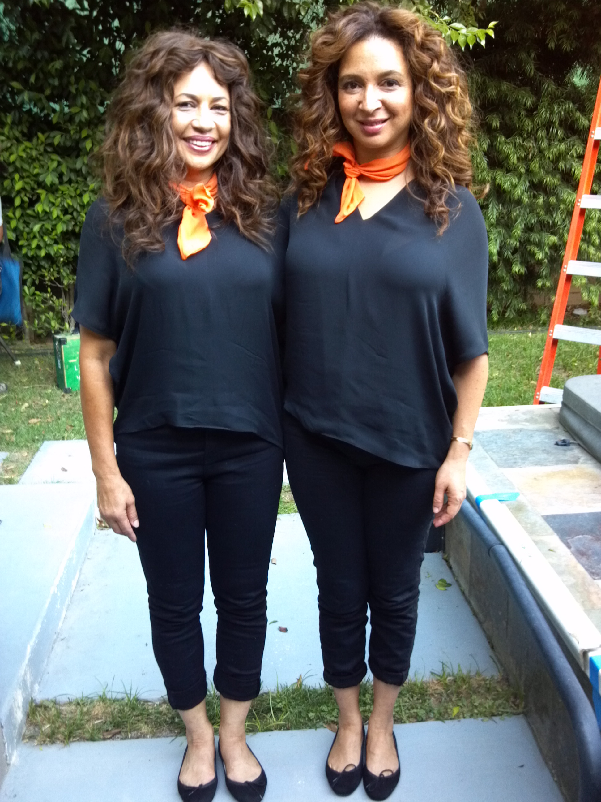 Stuntwoman Claudette James and Maya Rudolph on the set of 