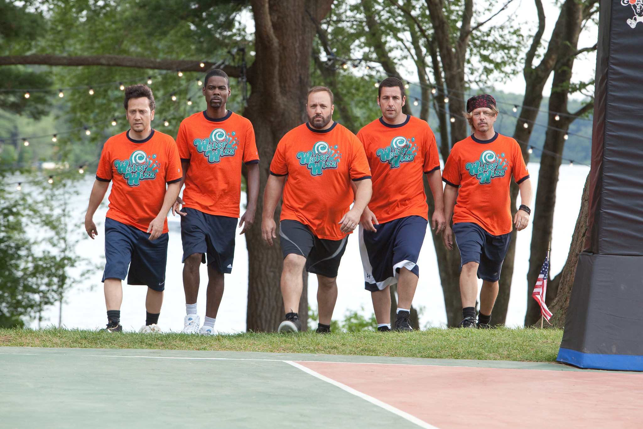 Still of Adam Sandler, Chris Rock, Rob Schneider, David Spade and Kevin James in Grown Ups (2010)