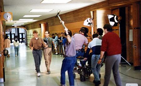 Filming new scenes for Storm. Calgary, Canada. Pictured: Thom Schioler, David Palffy, Andrew Jaremko (boom), Tim Hollings, Bill Law, David Christie and director David Winning.