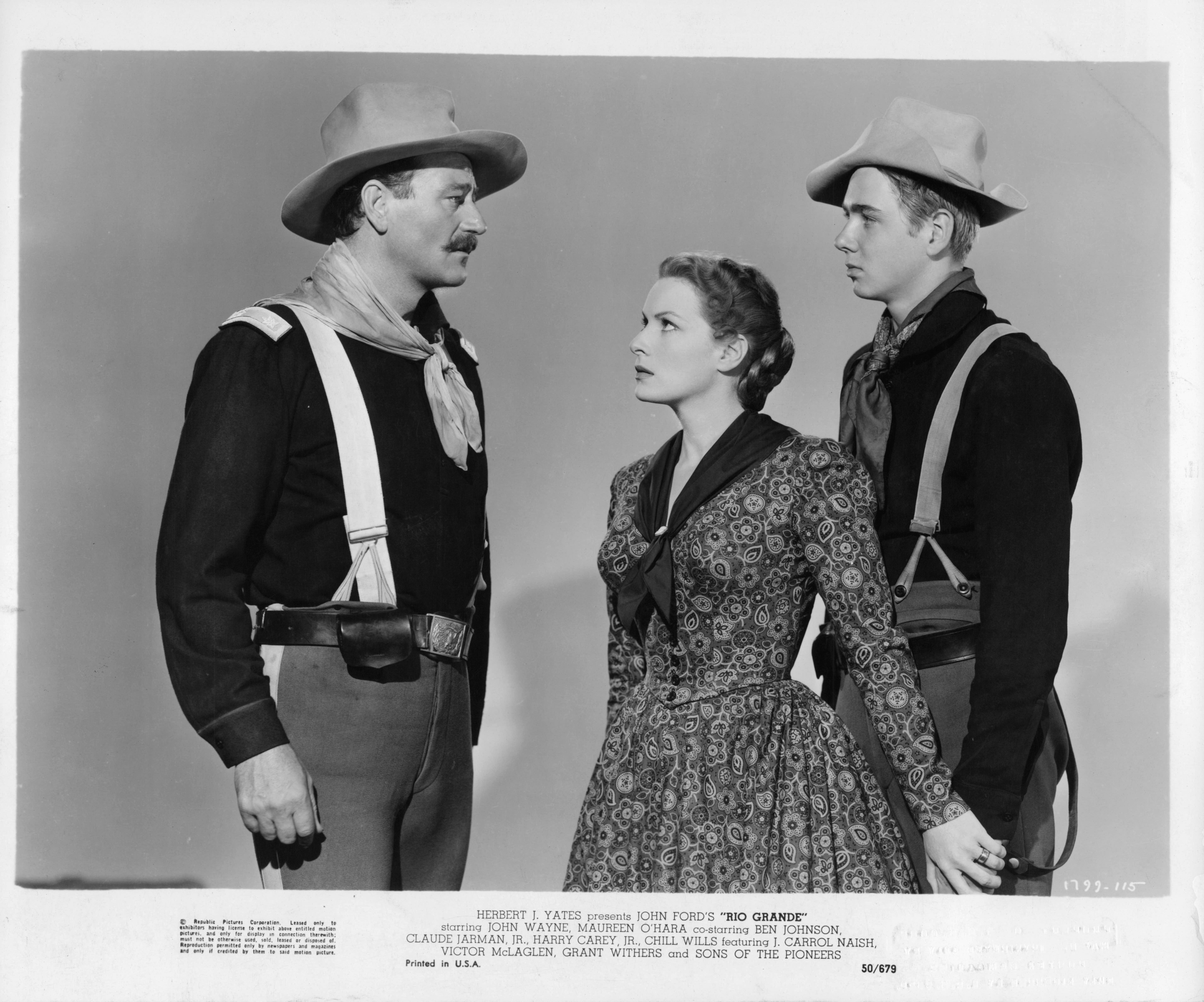 Still of Maureen O'Hara, John Wayne and Claude Jarman Jr. in Rio Grande (1950)