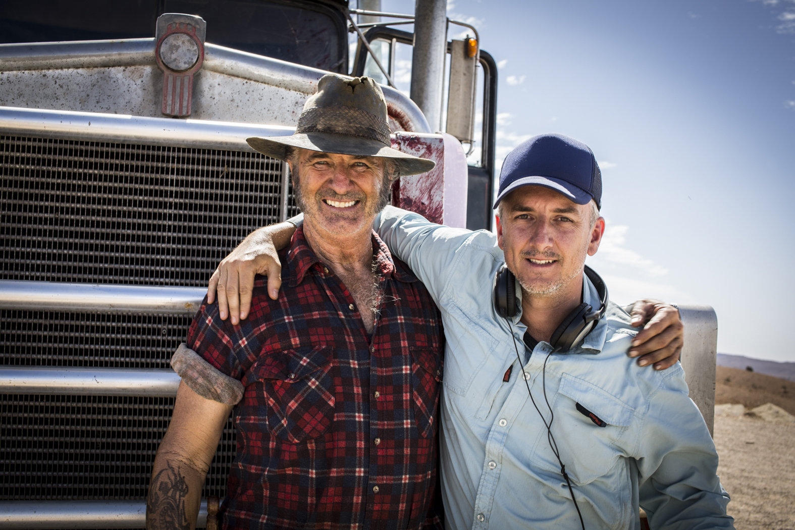 Actor John Jarratt and Director Greg McLean on the set of Wolf Creek 2