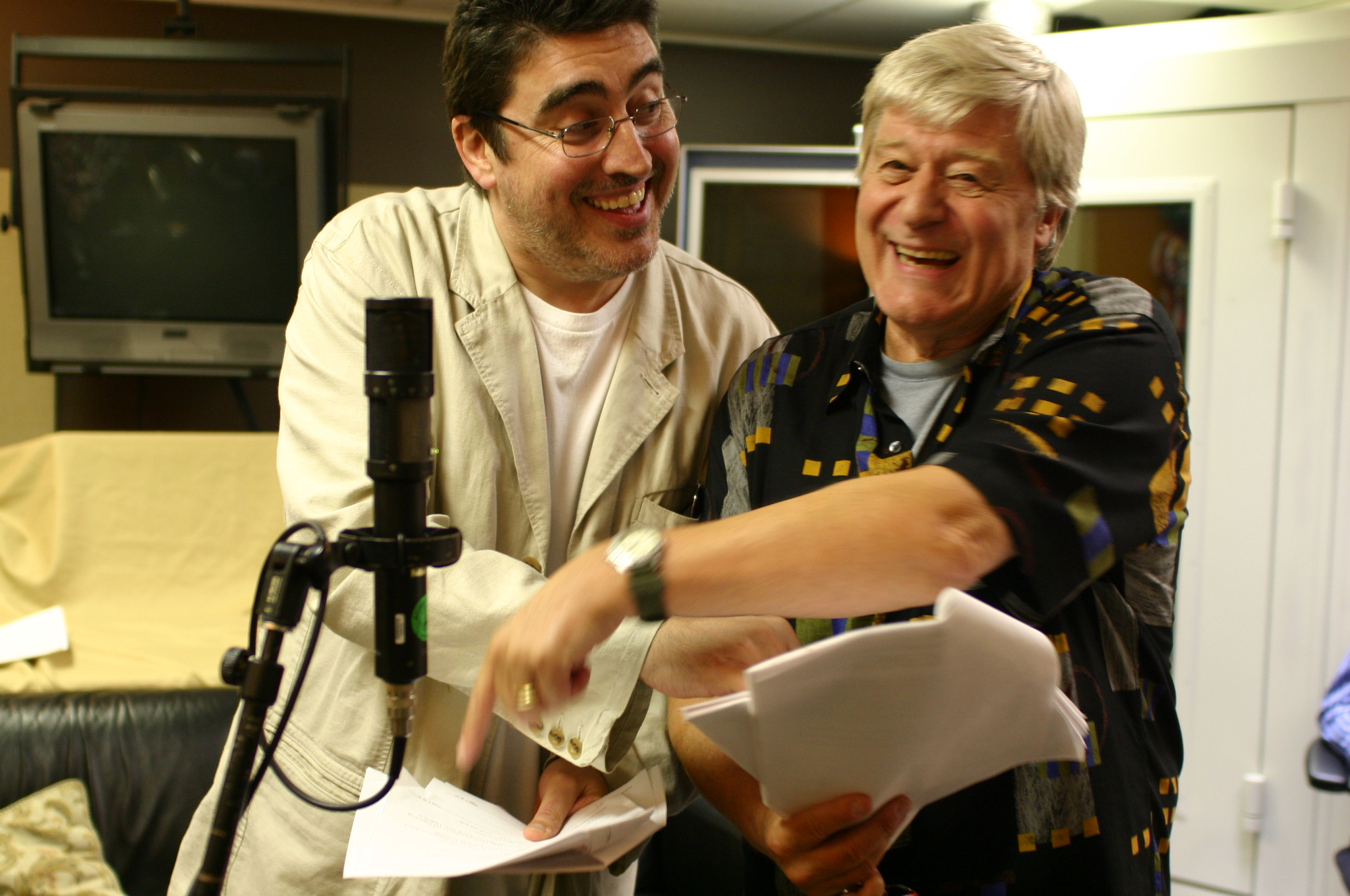 Alfred Molina recording with Martin Jarvis, Los Angeles, 2009.