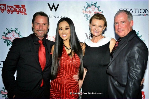 Doug Jeffery, Candace Kita, Annie Reynaud and David Ellis attend the Bench Warmer Toys for Tots Toy Drive at the W Hotel in Hollywood, CA.