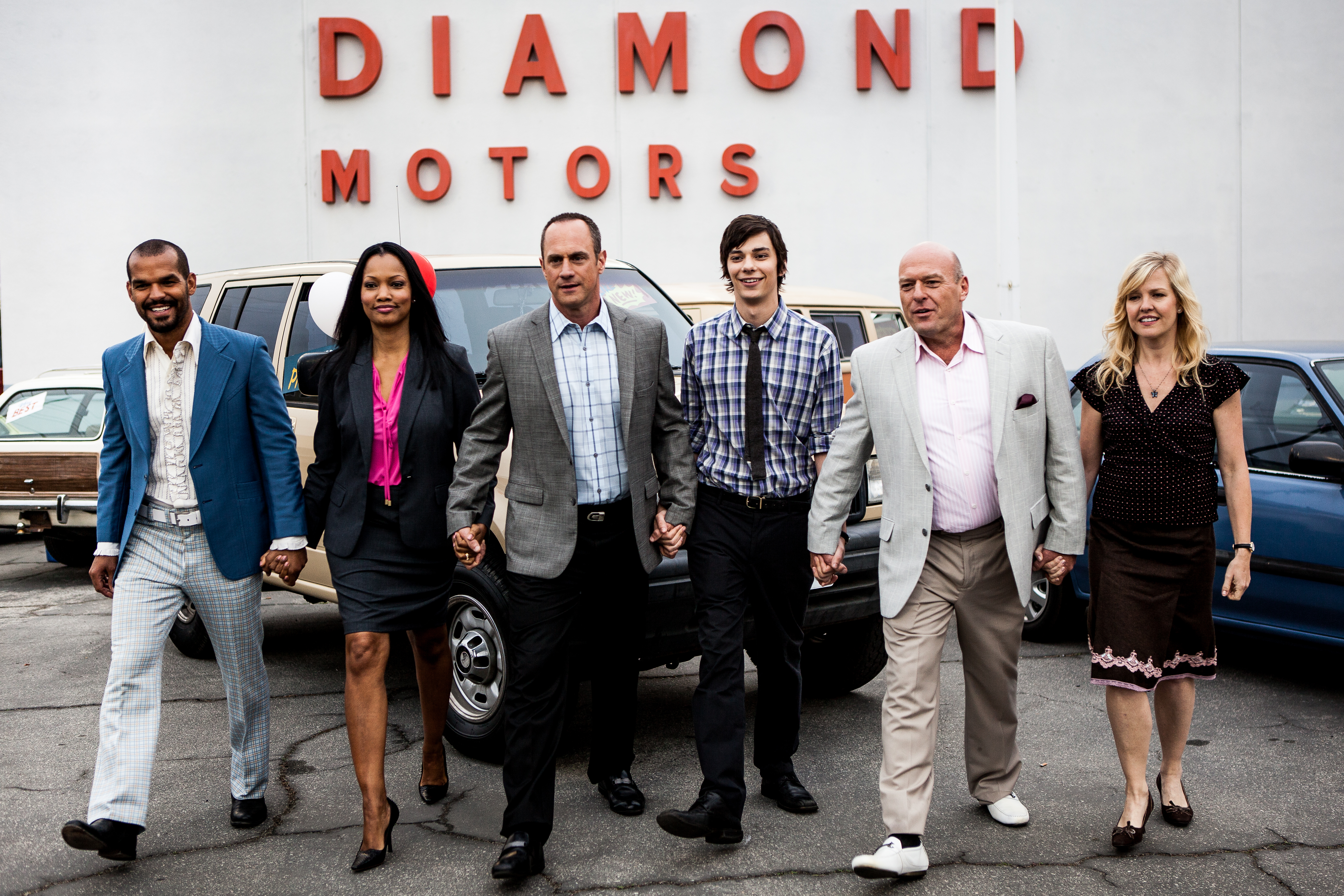 Still of Garcelle Beauvais, Christopher Meloni, Ashley Jensen, Dean Norris, Amaury Nolasco and Devon Bostick in Small Time (2014)