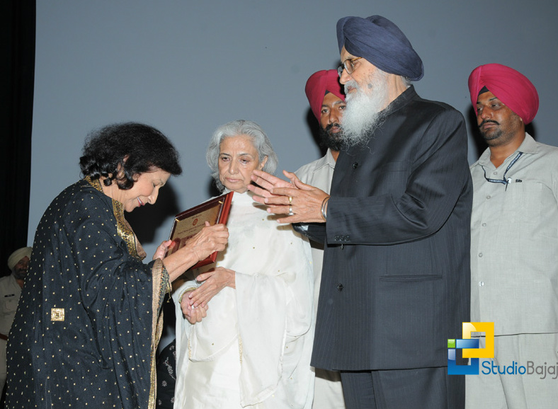 Receiving Harpal Tiwana Foundation Award from S. Parkash Singh Badal  Chief Minister of Punjab-2011