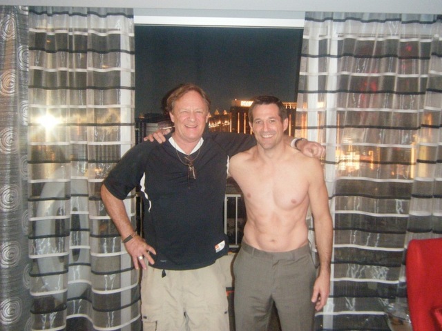 Brian D. Johnson with director Charles Haid on the set of the CSI episode 