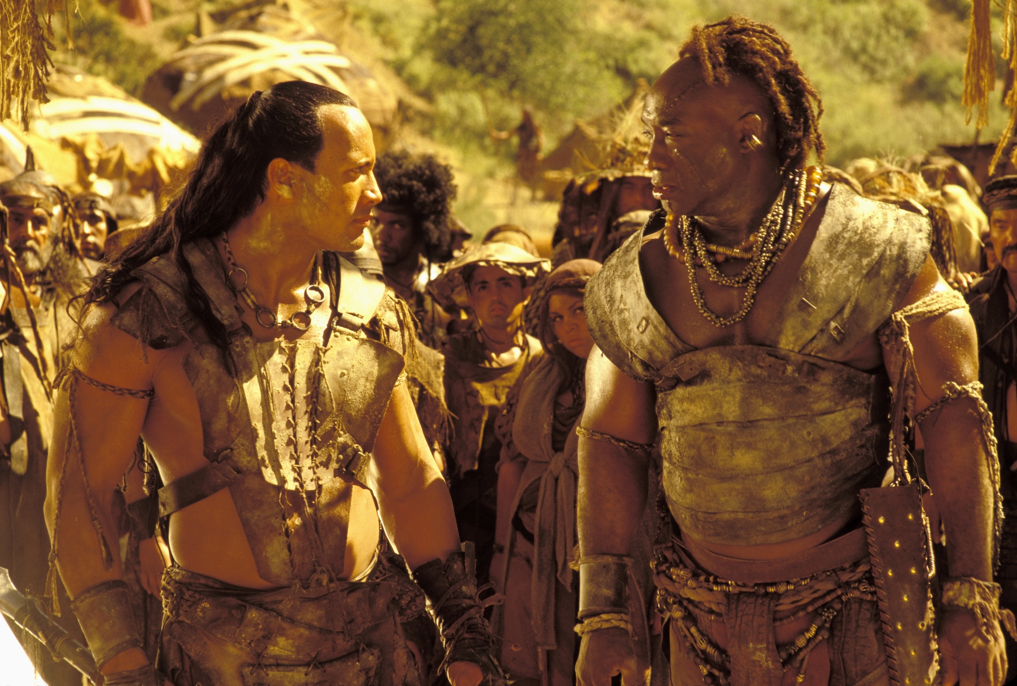 Michael Clarke Duncan and Dwayne Johnson in The Scorpion King (2002)