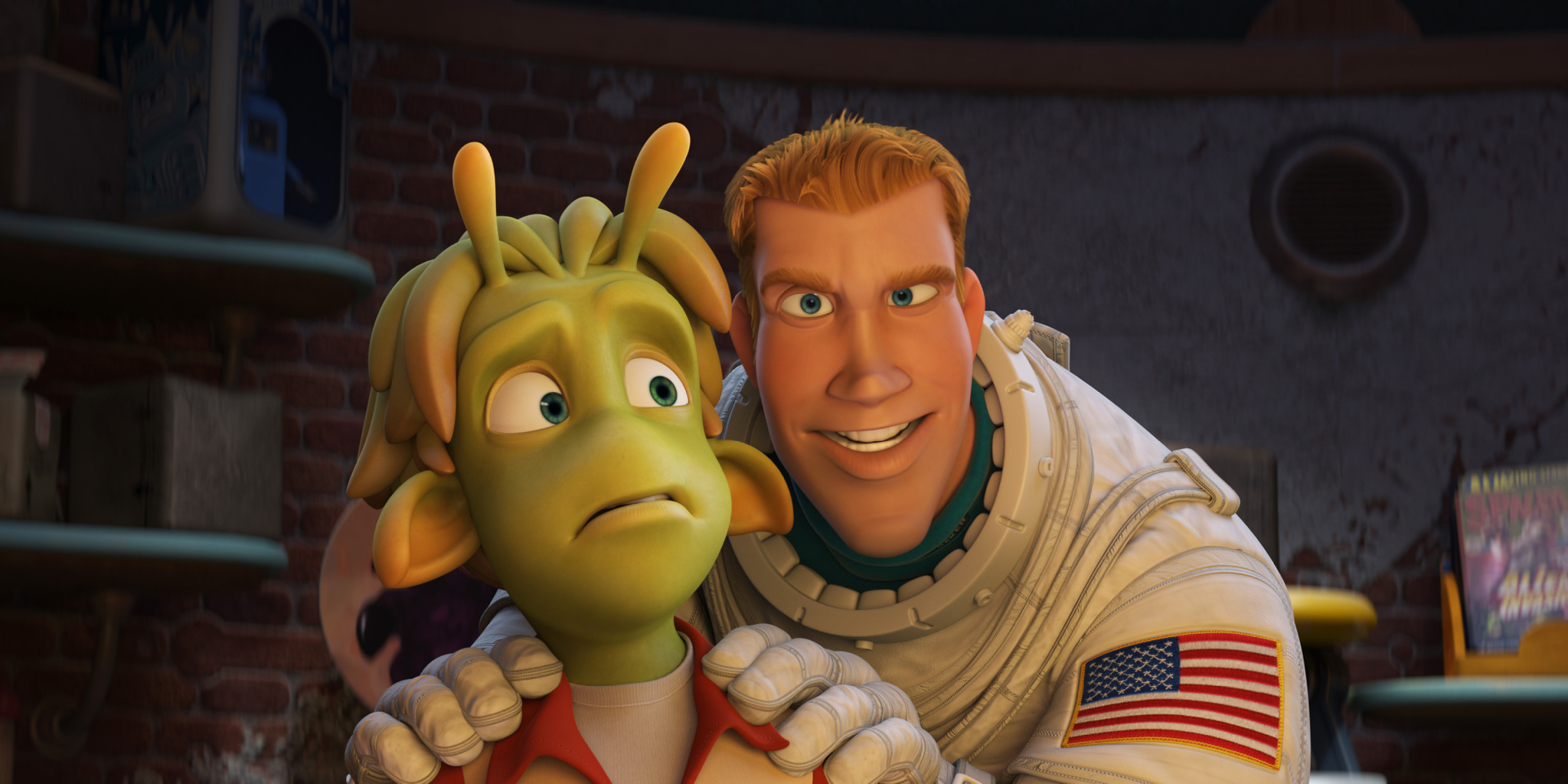 Still of Dwayne Johnson and Justin Long in Planet 51 (2009)