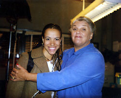 Lia Johnson (Tina Callahan) and Tyne Daly (Maxine Gray) on the set of 