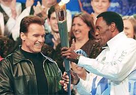 Arnold Schwarzenegger and Rafer Johnson.