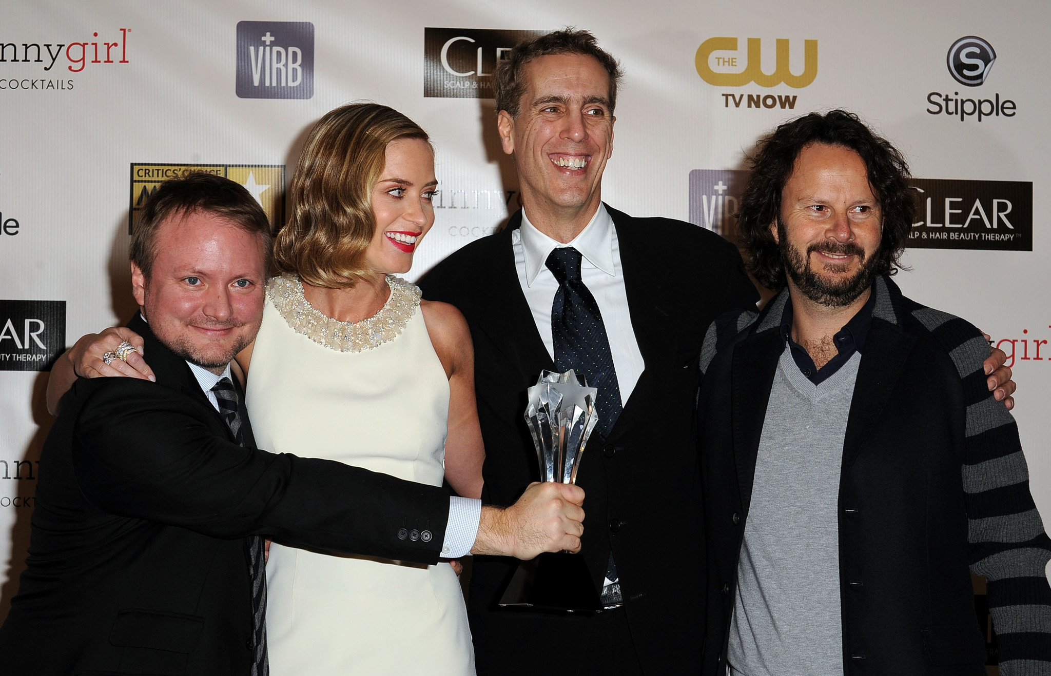 Ram Bergman, Rian Johnson, Peter Schlessel and Emily Blunt at event of Laiko kilpa (2012)