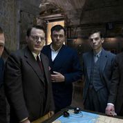 Joe Bone, Eddie Izzard, Celyn Jones, Iain McKee and Karl Davies in 'Castles in the Sky'.