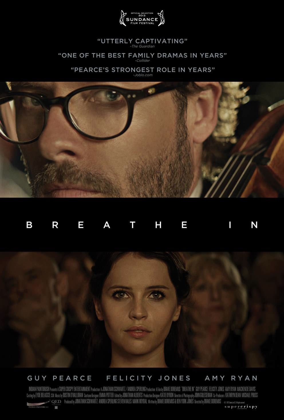Guy Pearce and Felicity Jones in Breathe In (2013)