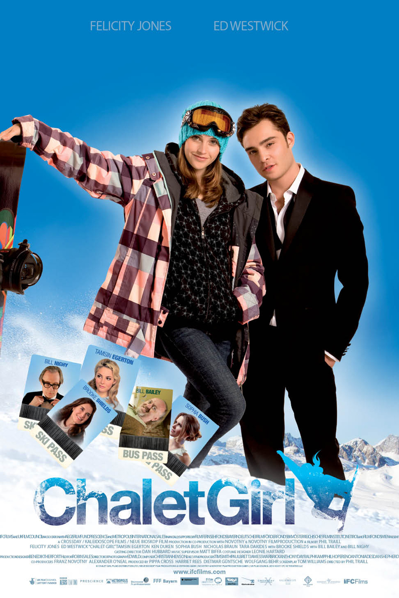 Still of Felicity Jones and Ed Westwick in Chalet Girl (2011)