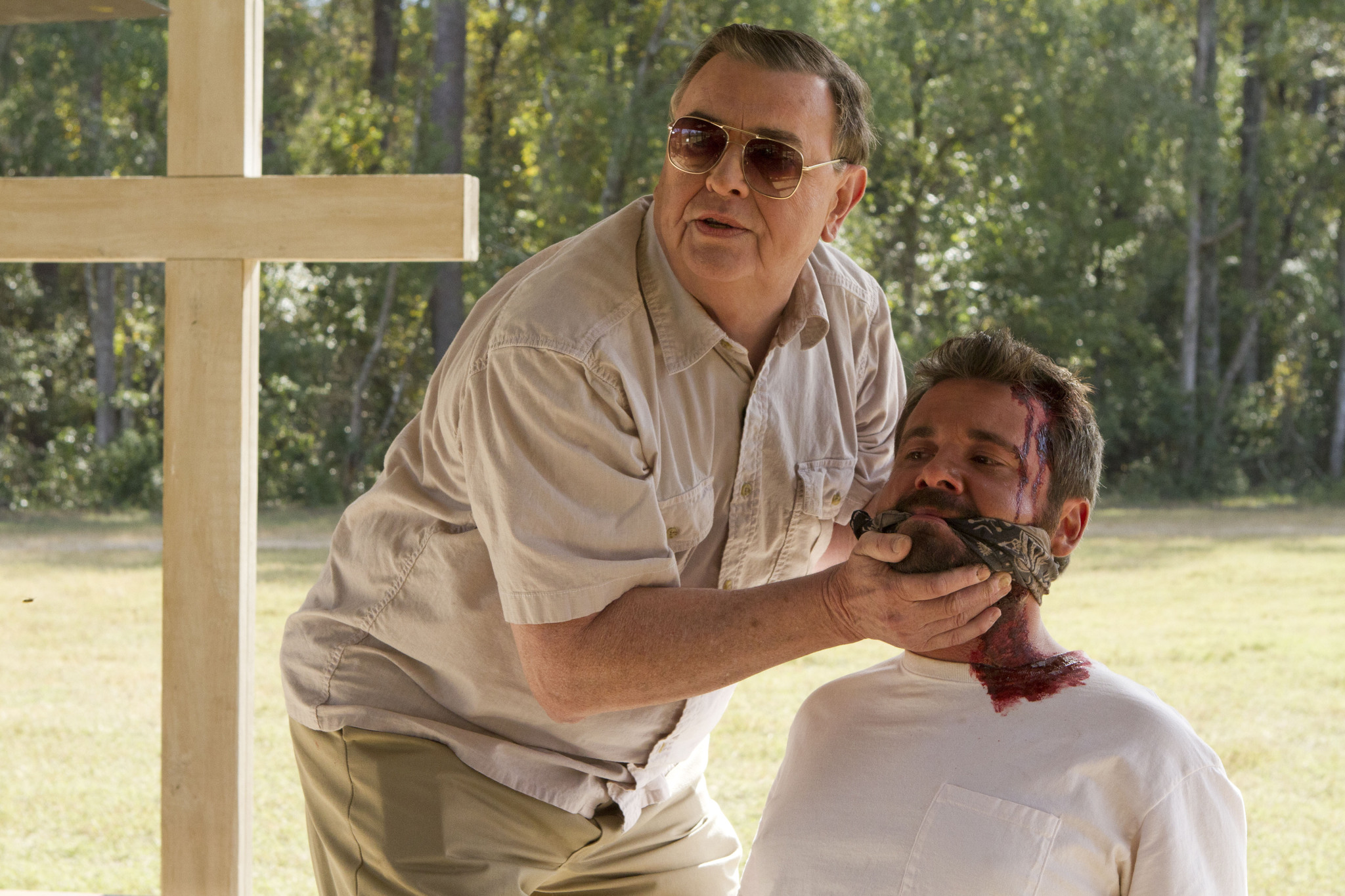 Still of Gene Jones and AJ Bowen in The Sacrament (2013)