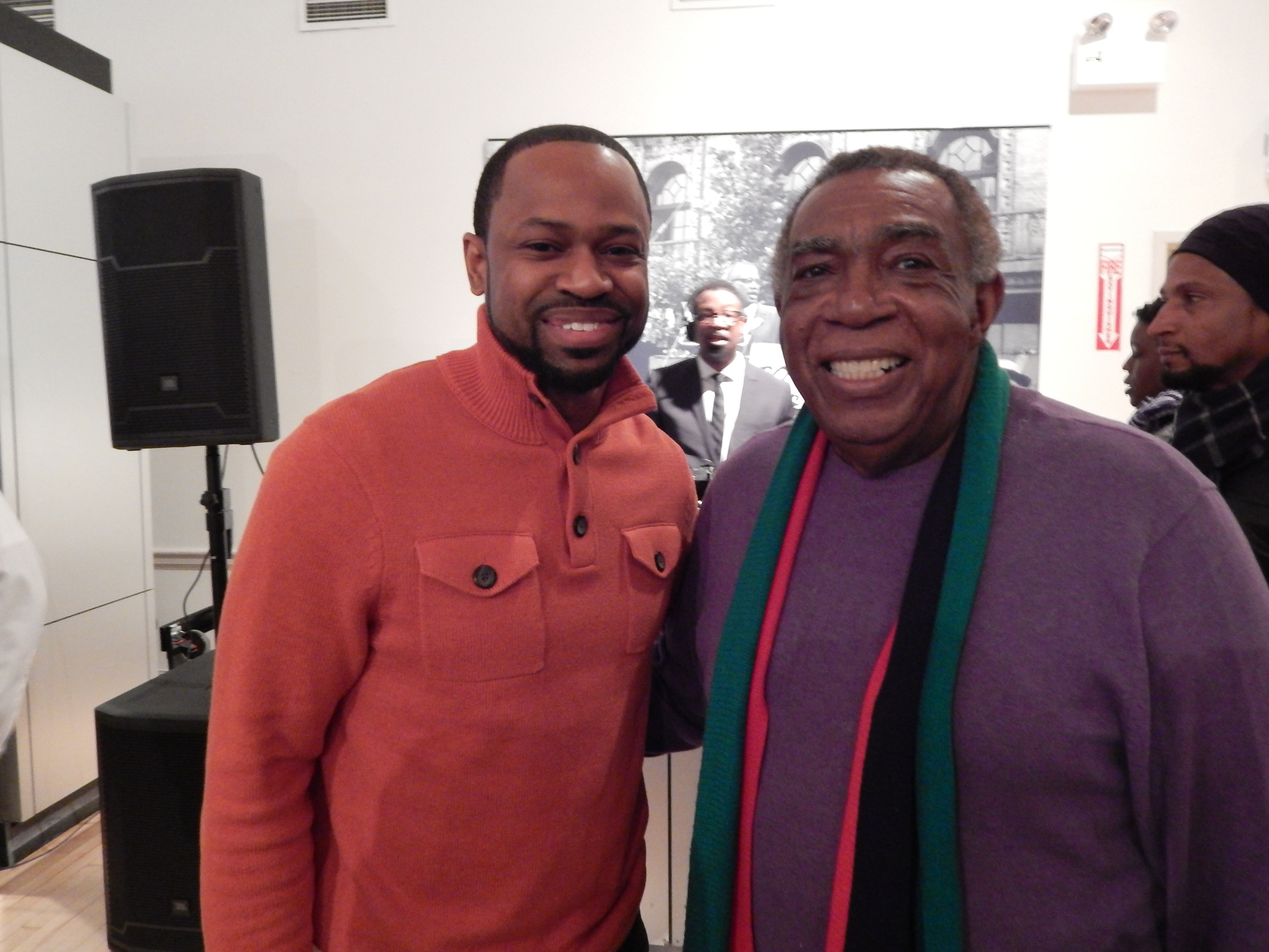 Jai Jai with author/journalist A.Peter Bailey at the Malcolm X 50th memorial anniversary in New York City.