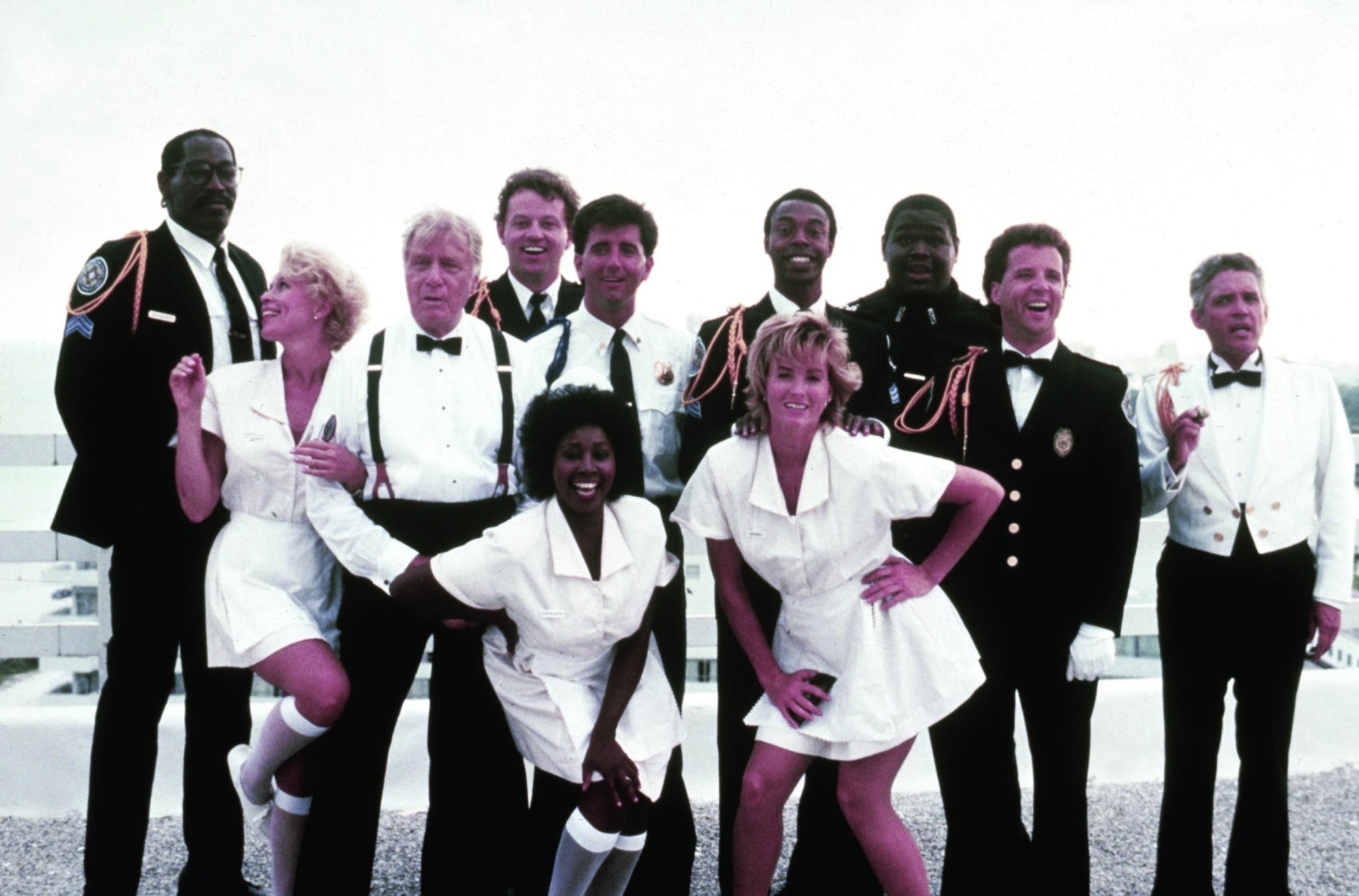 Still of G.W. Bailey, Leslie Easterbrook, George Gaynes, David Graf, Janet Jones, Lance Kinsey, Matt McCoy, Marion Ramsey, Bubba Smith, Tab Thacker and Michael Winslow in Police Academy 5: Assignment: Miami Beach (1988)