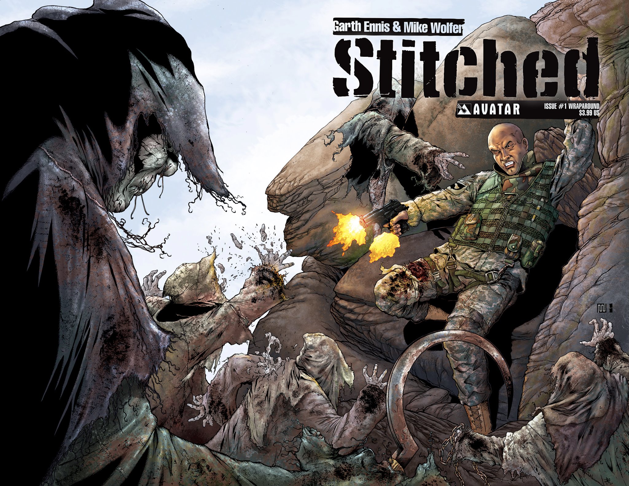 Tank on cover of Stitched #1