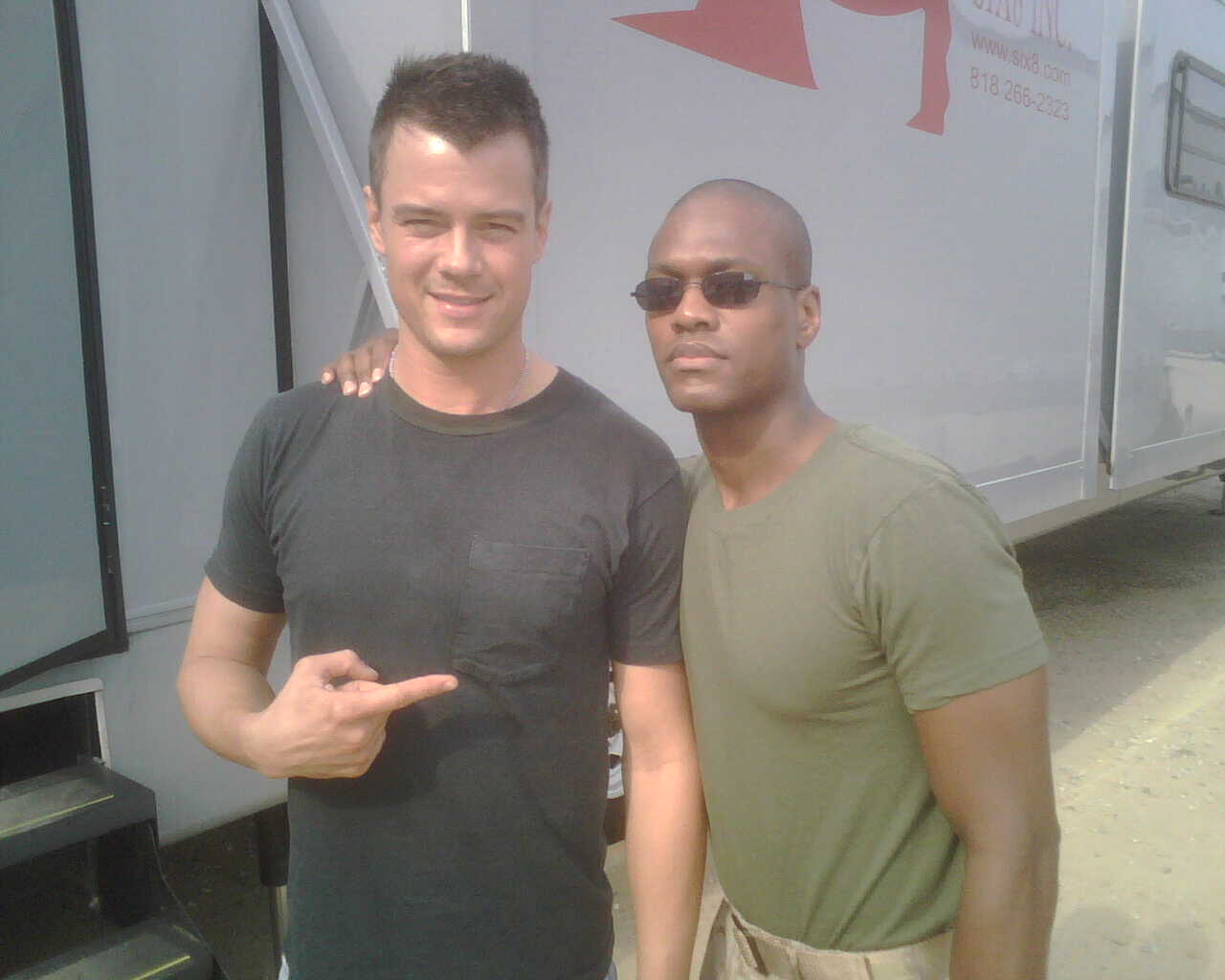Josh and I on the set of Transformers