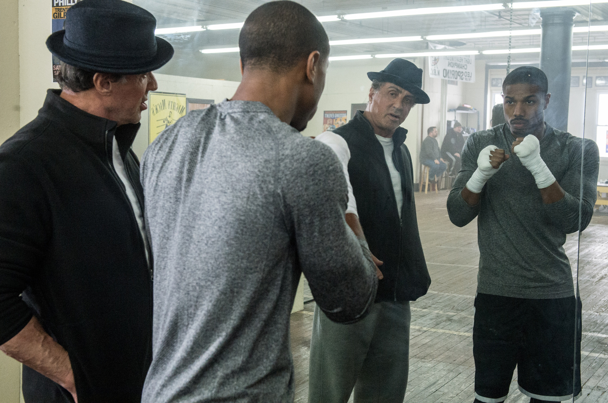 Still of Sylvester Stallone and Michael B. Jordan in Creed (2015)