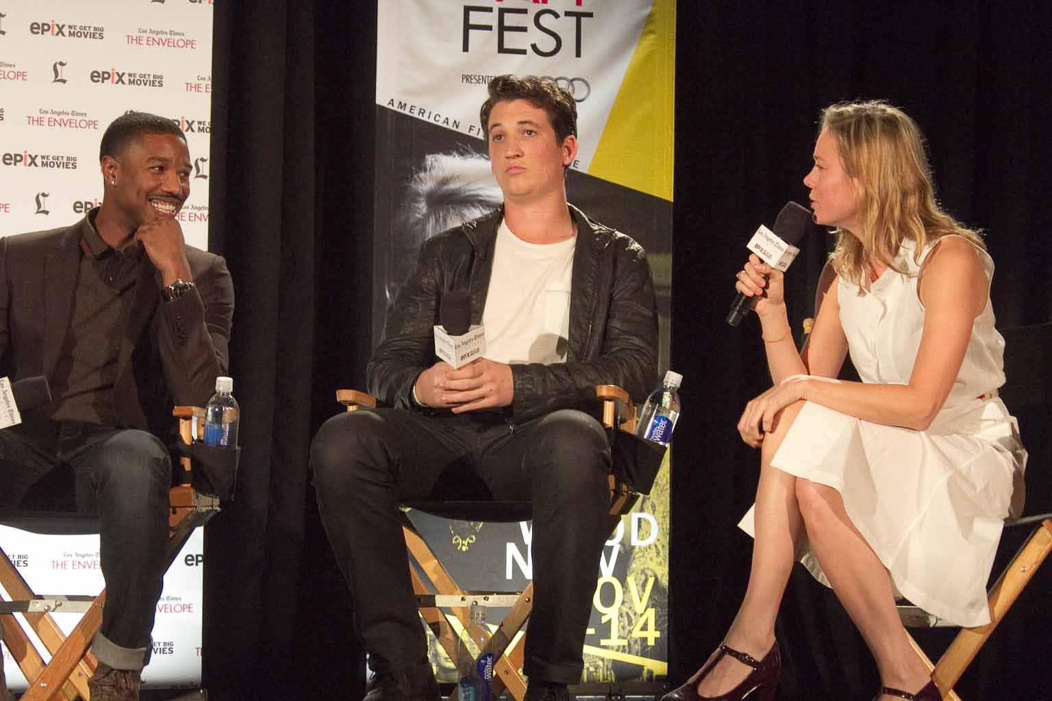 Michael B. Jordan, Miles Teller, and Brie Larson at the Los Angeles Times Envelope Screening Series: Young Hollywood