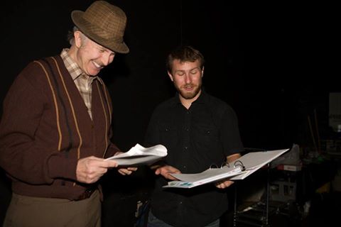 Greg Joseph, left, studies the script of the dark satire 