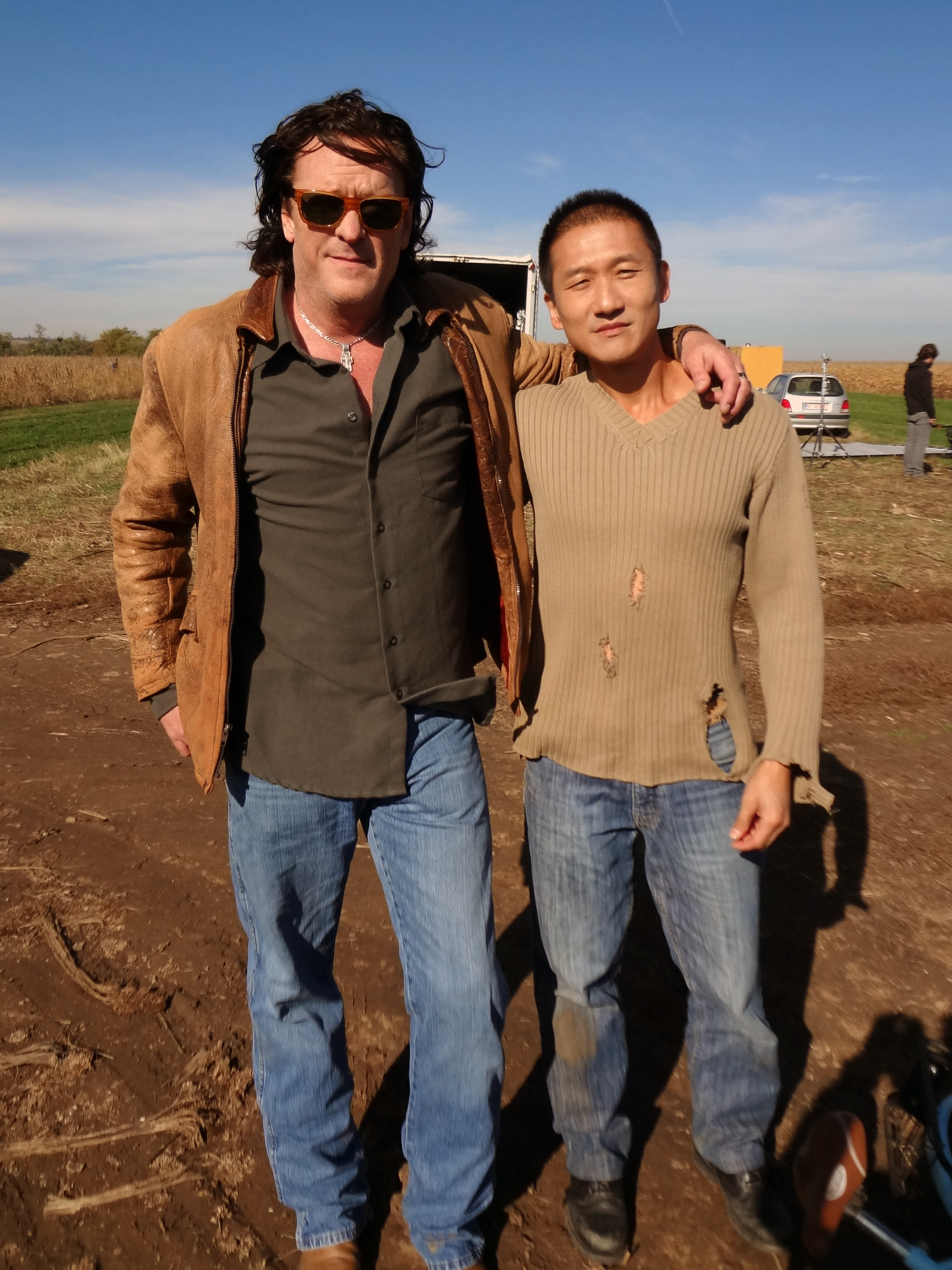 with Michael Madsen on Romance in Black set