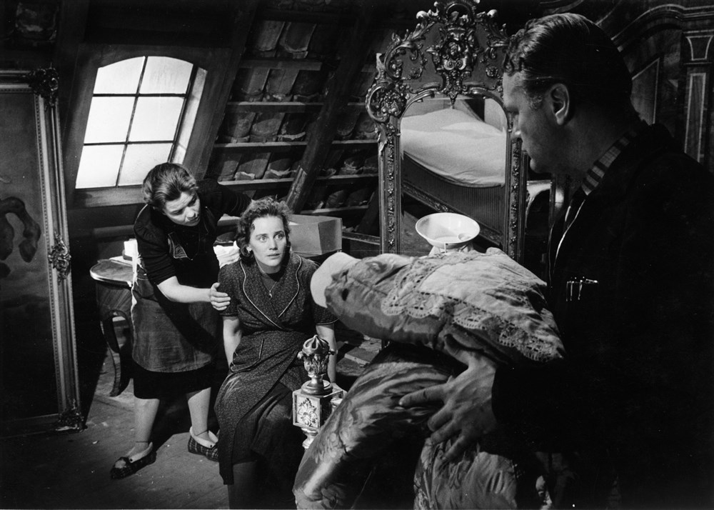 Still of Heidemarie Hatheyer, Curd Jürgens and Maria Schell in Die Ratten (1955)