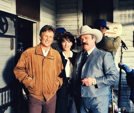 Kris Kristofferson, Joan Severance and I between takes.