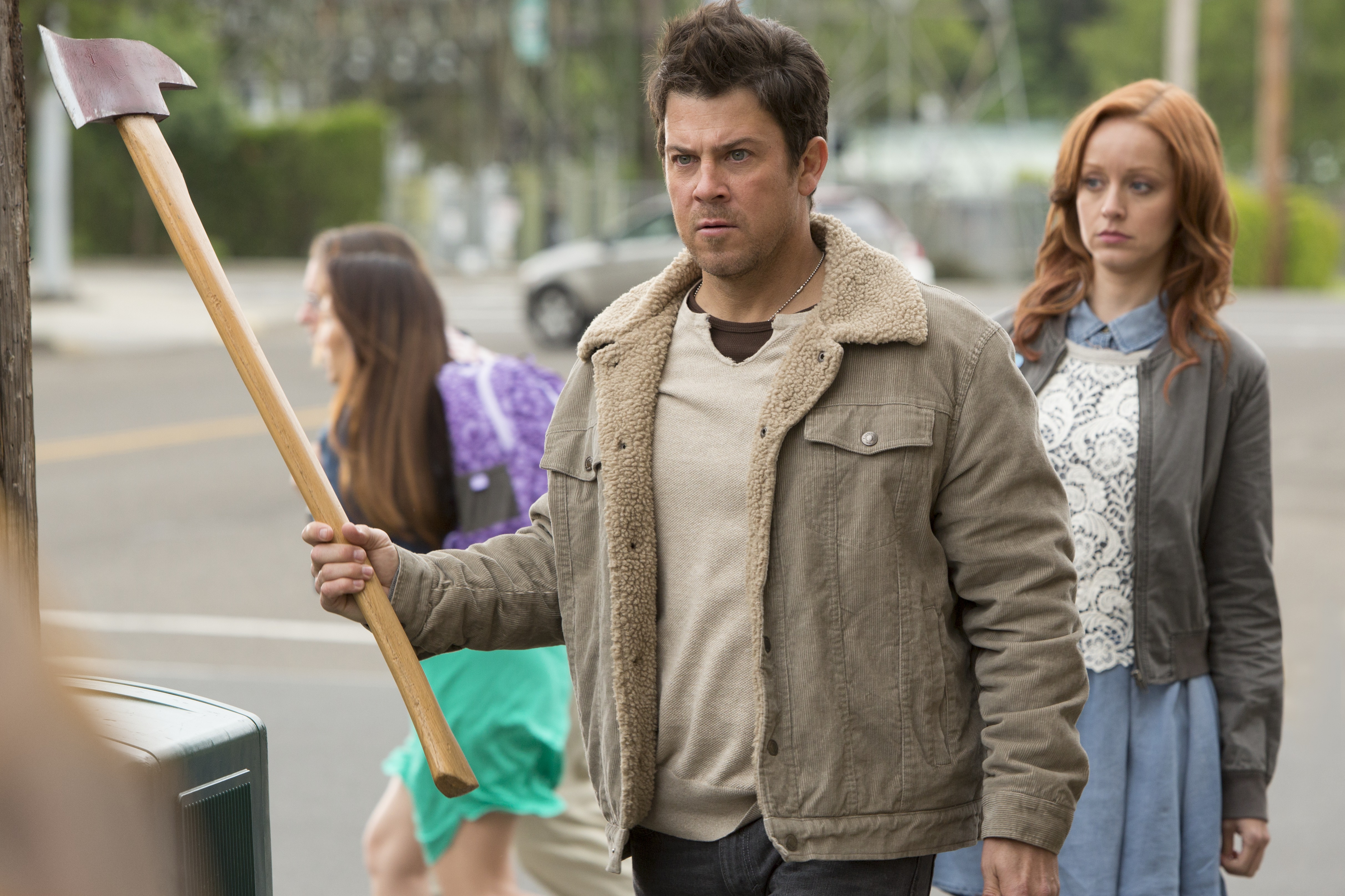 Still of Lindy Booth and Christian Kane in The Librarians (2014)
