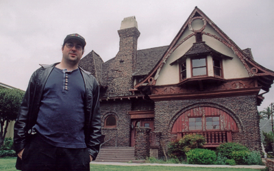 Rolfe Kanefsky in front of the haunted house in THE HAZING