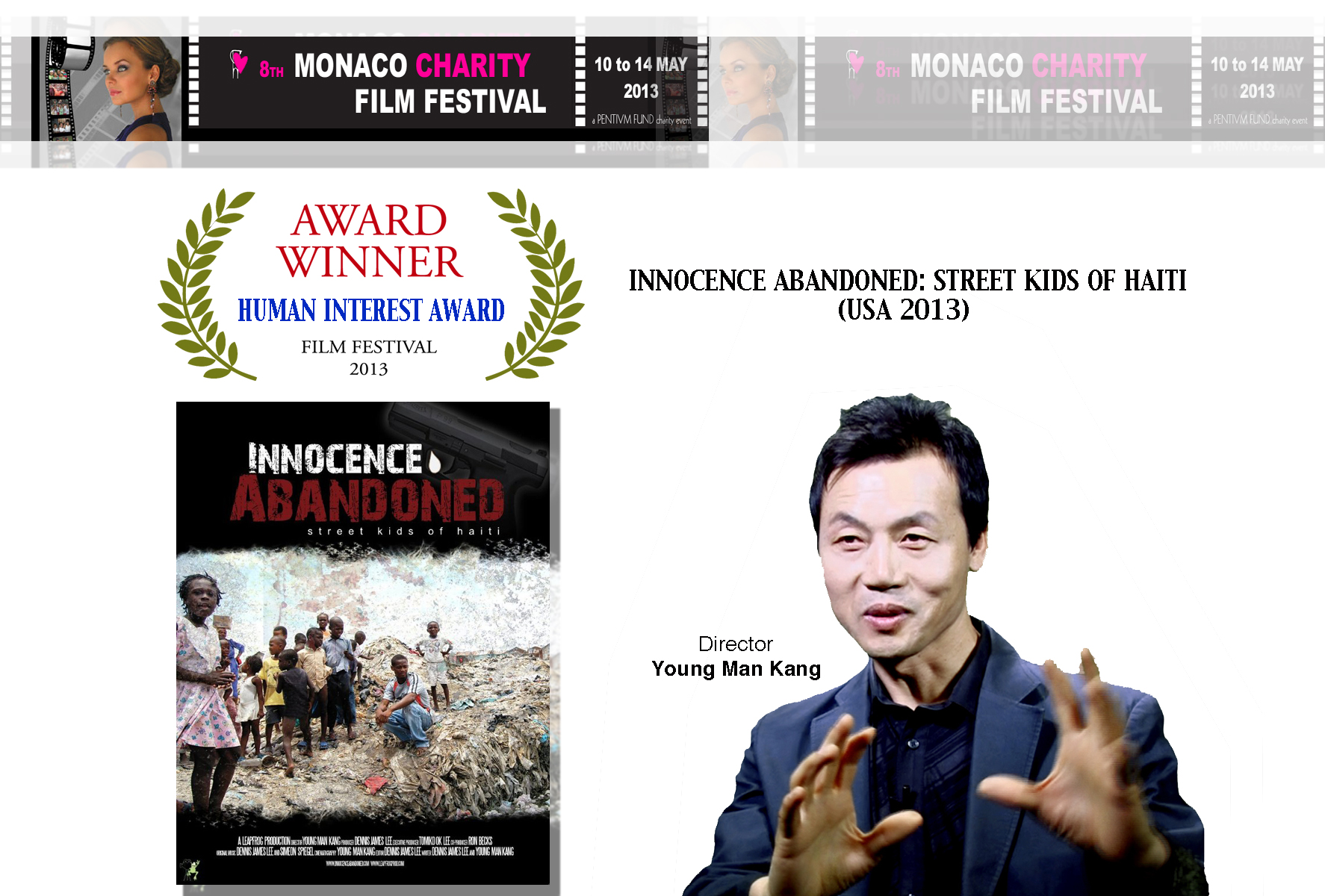 Human Interest Award 2013 Monaco Charity Film Festival - Director Young Man Kang 