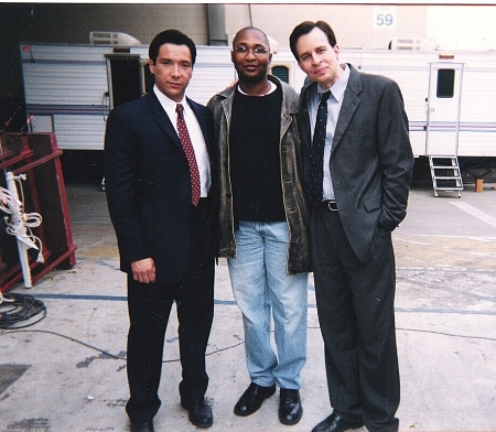 Benito Martinez, Omar McClinton and Jay Karnes on the set of 