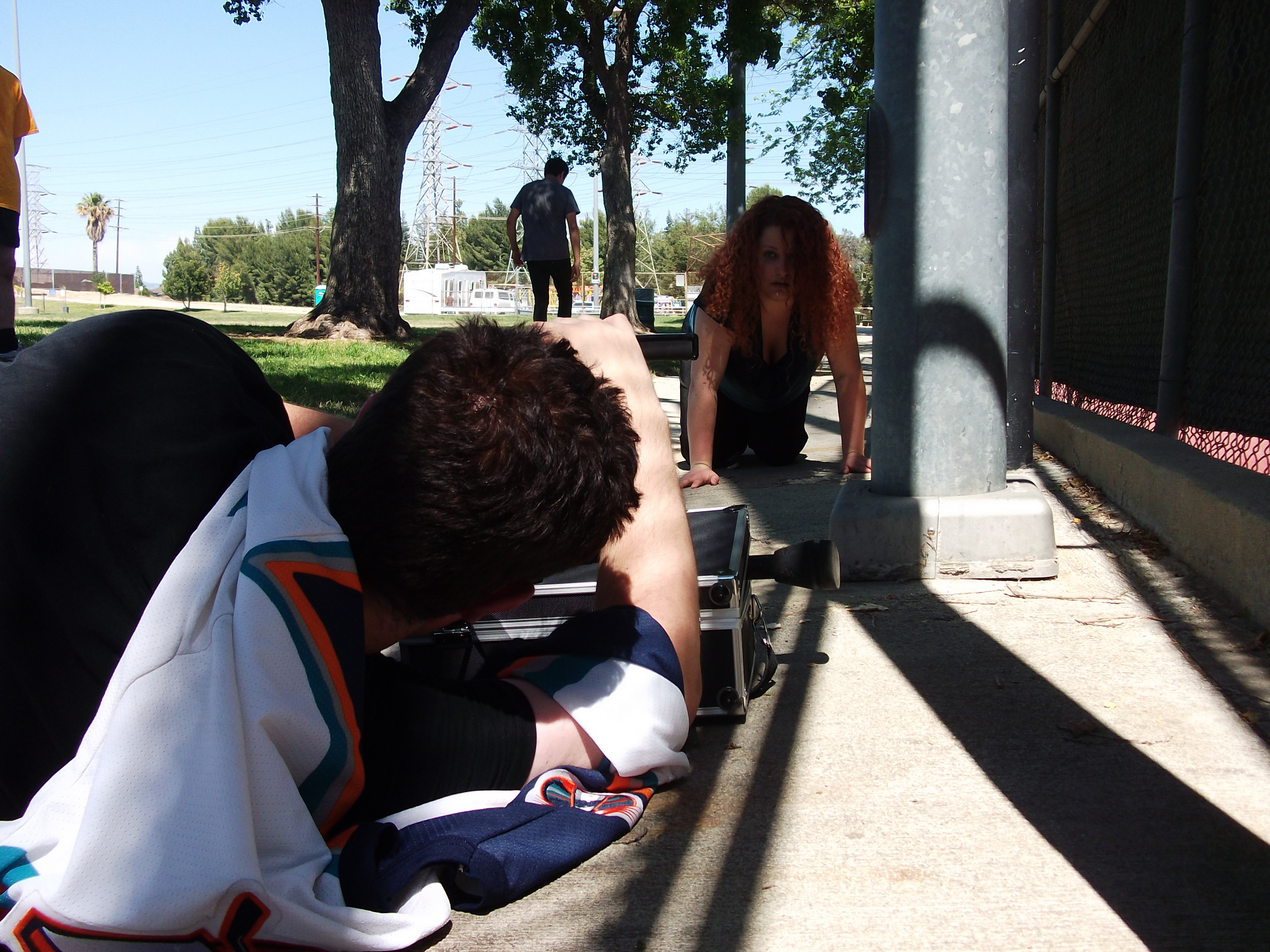 Megan Frances and director Paul Hough on the set of 