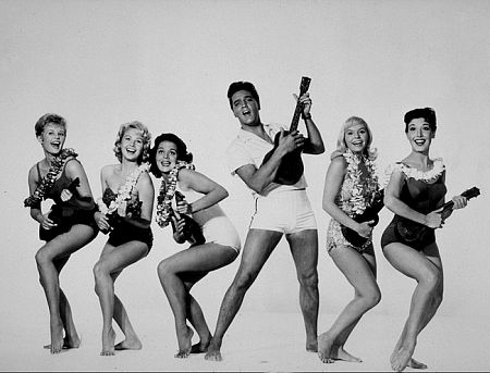 Elvis Presley with Pamela Akert, Darlene Tompkins, Joan Blackman, Jenny Maxwell, and Christian Kay in 